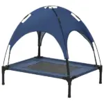PawHut Elevated Portable Dog Cot Pet Bed with UV Protection Canopy Shade, 30 inch, Dark Blue