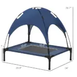 PawHut Elevated Portable Dog Cot Pet Bed with UV Protection Canopy Shade, 30 inch, Dark Blue - Image 3