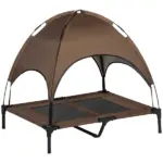PawHut Elevated Portable Dog Cot Pet Bed with UV Protection Canopy Shade, 36 inch, Coffee - Image 11
