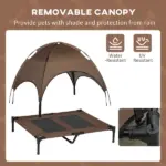 PawHut Elevated Portable Dog Cot Pet Bed with UV Protection Canopy Shade, 36 inch, Coffee - Image 6