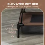 PawHut Elevated Portable Dog Cot Pet Bed with UV Protection Canopy Shade, 36 inch, Coffee - Image 7