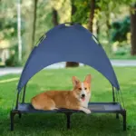 Elevated Portable Dog Cot Pet Bed with UV Protection Canopy Shade, 36 inch, Dark Blue - Image 2