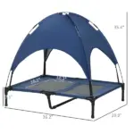 Elevated Portable Dog Cot Pet Bed with UV Protection Canopy Shade, 36 inch, Dark Blue - Image 3