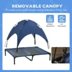 Elevated Portable Dog Cot Pet Bed with UV Protection Canopy Shade, 36 inch, Dark Blue - Image 6