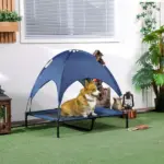 Elevated Portable Dog Cot Pet Bed with UV Protection Canopy Shade, 36 inch, Dark Blue - Image 10