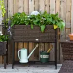 Elevated Rattan Planter Box with Tool Storage, Indoor/Outdoor, 28" High - Image 2