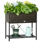 Elevated Rattan Planter Box with Tool Storage, Indoor/Outdoor, 28" High - Image 11
