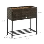 Elevated Rattan Planter Box with Tool Storage, Indoor/Outdoor, 28" High - Image 3