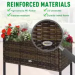 Elevated Rattan Planter Box with Tool Storage, Indoor/Outdoor, 28" High - Image 5