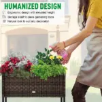 Elevated Rattan Planter Box with Tool Storage, Indoor/Outdoor, 28" High - Image 6