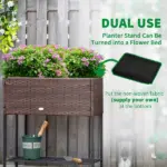 Elevated Rattan Planter Box with Tool Storage, Indoor/Outdoor, 28" High - Image 7