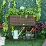 Elevated Rattan Planter Box with Tool Storage, Indoor/Outdoor, 28" High - Image 10