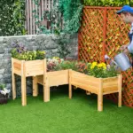 Outsunny Elevated Wood Planter Box Set of 3 Raised Garden Bed with Legs Liner for Vegetables Herbs Flowers Backyard Patio - Image 2