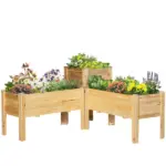 Outsunny Elevated Wood Planter Box Set of 3 Raised Garden Bed with Legs Liner for Vegetables Herbs Flowers Backyard Patio - Image 11
