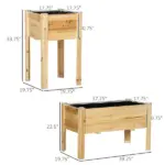 Outsunny Elevated Wood Planter Box Set of 3 Raised Garden Bed with Legs Liner for Vegetables Herbs Flowers Backyard Patio - Image 3