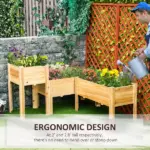 Outsunny Elevated Wood Planter Box Set of 3 Raised Garden Bed with Legs Liner for Vegetables Herbs Flowers Backyard Patio - Image 5