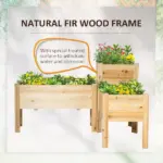 Outsunny Elevated Wood Planter Box Set of 3 Raised Garden Bed with Legs Liner for Vegetables Herbs Flowers Backyard Patio - Image 6