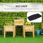 Outsunny Elevated Wood Planter Box Set of 3 Raised Garden Bed with Legs Liner for Vegetables Herbs Flowers Backyard Patio - Image 7