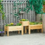 Outsunny Elevated Wood Planter Box Set of 3 Raised Garden Bed with Legs Liner for Vegetables Herbs Flowers Backyard Patio - Image 10