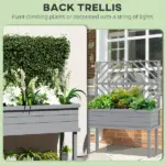 Elevated Wood Planter with Trellis for Climbing Plants, Raised Garden Bed with Legs and Drainage Holes, Gray - Image 4