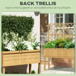 Outsunny Elevated Wood Planter with Trellis for Climbing Plants, Raised Garden Bed with Legs and Drainage Holes, Natural Wood - Image 4