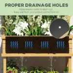 Outsunny Elevated Wood Planter with Trellis for Climbing Plants, Raised Garden Bed with Legs and Drainage Holes, Natural Wood - Image 6
