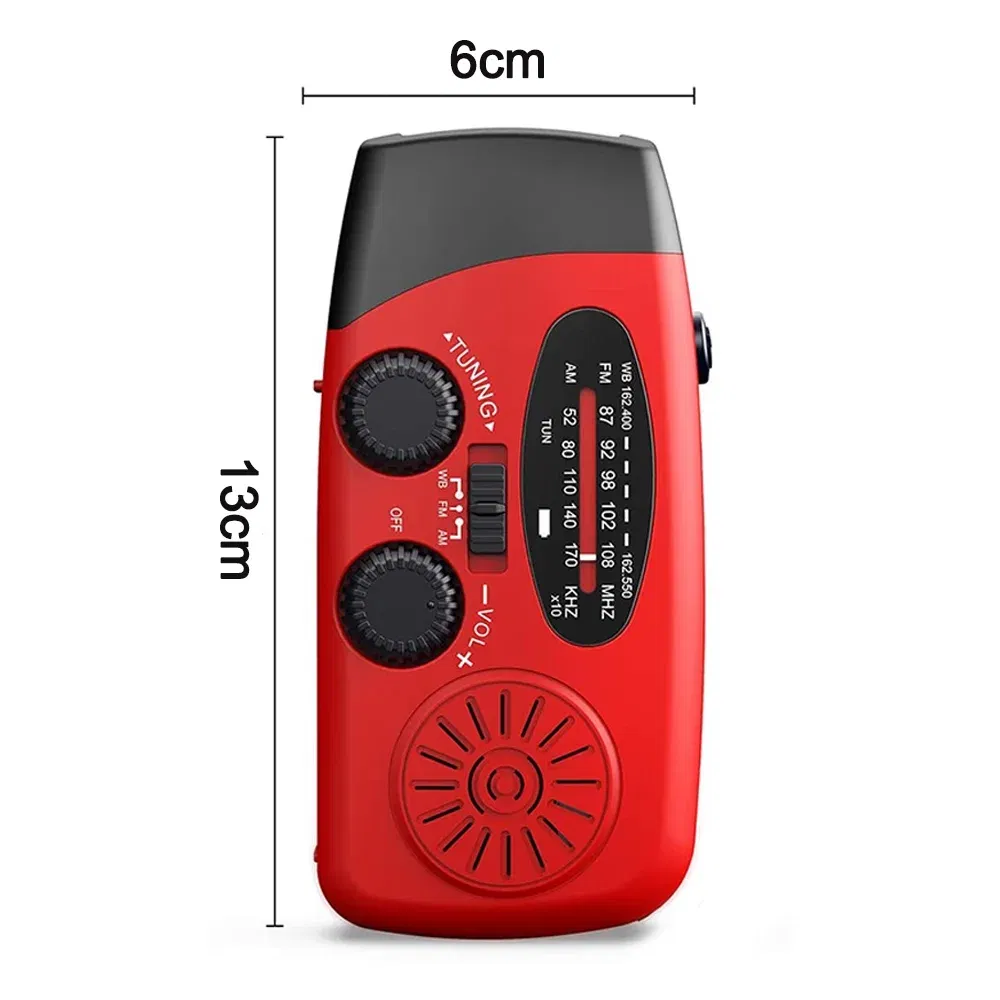 1000mAh Emergency Weather Radio with Hand Crank Solar Power and Flashlight