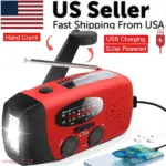 1000mAh Emergency Weather Radio with Hand Crank Solar Power and Flashlight