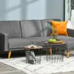 2 Piece Round Nesting End Table Set with Storage, Black and Brown - Image 2