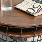 2 Piece Round Nesting End Table Set with Storage, Black and Brown - Image 8