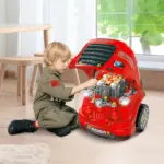 Qaba Engaging Kids Truck Engine Toy Set with RC Car Key | Red Mechanic Toys for Ages 3-5 - Image 2