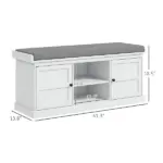 HOMCOM Entrance Shoe Bench with 2 Cabinets, Removable and Washable Cushion and Adjustable Shelf, Bench with Shoe Storage, White - Image 3
