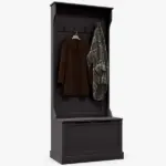 HOMCOM Entryway 3-In-1 Entryway Hall Tree with Storage Bench, Coat Rack with Four Hooks, and Shoe Storage, Black - Image 11