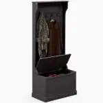 HOMCOM Entryway 3-In-1 Entryway Hall Tree with Storage Bench, Coat Rack with Four Hooks, and Shoe Storage, Black