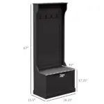 HOMCOM Entryway 3-In-1 Entryway Hall Tree with Storage Bench, Coat Rack with Four Hooks, and Shoe Storage, Black - Image 3