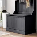 HOMCOM Entryway 3-In-1 Entryway Hall Tree with Storage Bench, Coat Rack with Four Hooks, and Shoe Storage, Black - Image 9