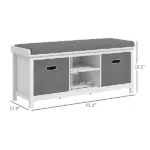 Entryway Bench with Cushioned Seat 2 Drawers White Adjustable Shelf - Image 3