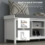Entryway Bench with Cushioned Seat 2 Drawers White Adjustable Shelf - Image 7