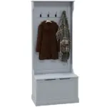 HOMCOM Entryway Hall Tree with Coat Rack and Sitting Bench, Mudroom Bench with Storage, and Hooks, Gray - Image 11