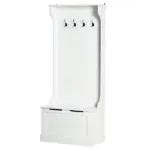 HOMCOM Entryway Hall Tree with Coat Rack, Sitting Bench, Storage, and Hooks, Mudroom Bench, White - Image 11