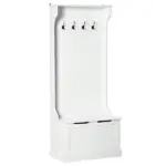 HOMCOM Entryway Hall Tree with Coat Rack, Sitting Bench, Storage, and Hooks, Mudroom Bench, White