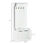HOMCOM Entryway Hall Tree with Coat Rack, Sitting Bench, Storage, and Hooks, Mudroom Bench, White - Image 3