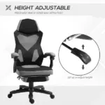 Ergonomic Mesh Office Chair, High Back, Grey, Adjustable Recliner with Footrest and Wheels - Image 4