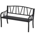 Ergonomic Metal Garden Loveseat - 2-Seater Decorative Outdoor Patio Bench with Backrest and Armrests - Image 11