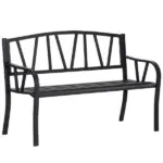 Ergonomic Metal Garden Loveseat - 2-Seater Decorative Outdoor Patio Bench with Backrest and Armrests