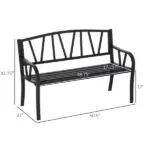 Ergonomic Metal Garden Loveseat - 2-Seater Decorative Outdoor Patio Bench with Backrest and Armrests - Image 3