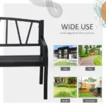 Ergonomic Metal Garden Loveseat - 2-Seater Decorative Outdoor Patio Bench with Backrest and Armrests - Image 6