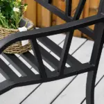 Ergonomic Metal Garden Loveseat - 2-Seater Decorative Outdoor Patio Bench with Backrest and Armrests - Image 8