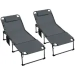 Ergonomic Recliners for Poolside 5-Level Gray Loungers with Reading Hole and Side Stash for