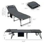 Ergonomic Recliners for Poolside 5-Level Gray Loungers with Reading Hole and Side Stash for - Image 3